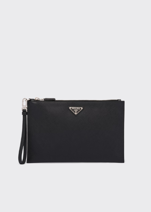 Prada Saffiano Leather Pouch – Black