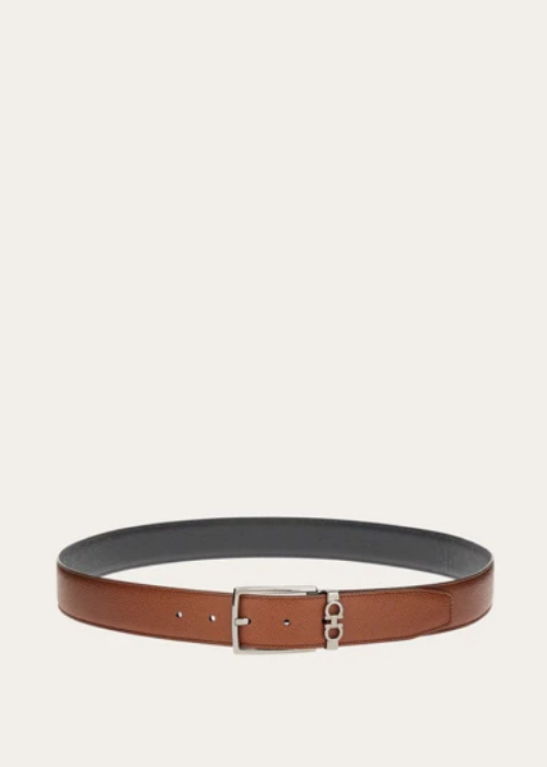 Reversible and adjustable Gancini belt - Men 