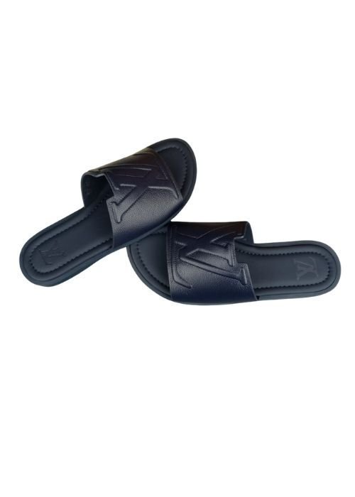 Louis Vuitton LV Portofino Grained Calf Leather Mules in Marine Navy Blue