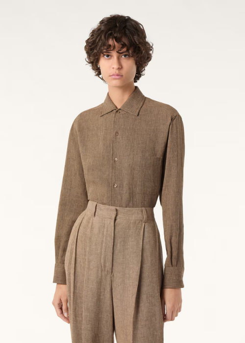 André Shirt Linen Earth Brown/Walnut 