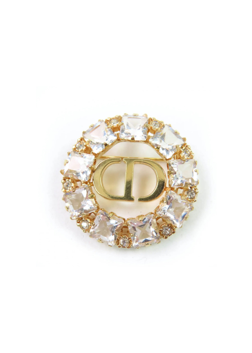 Crystal Dior Round Brooch