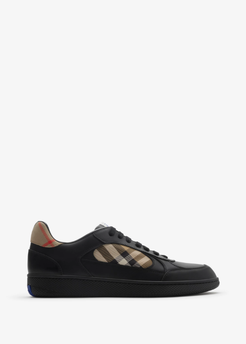 Leather and Check Terrace Sneakers? in Black