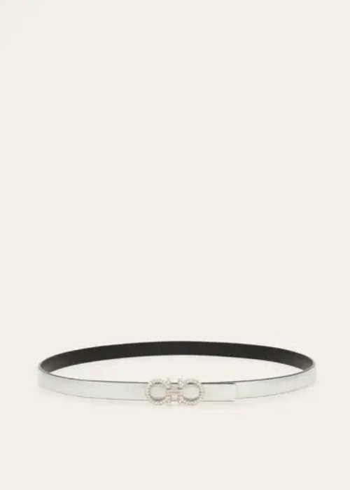 Reversible and adjustable Gancini belt - Women 