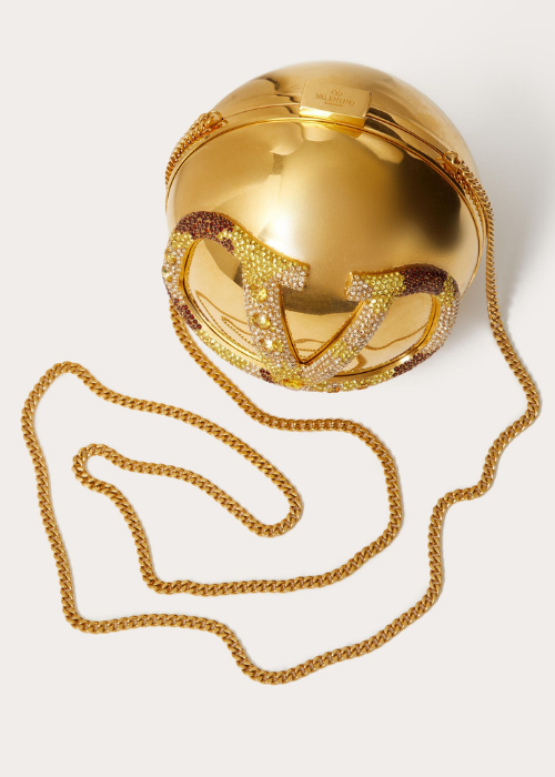 Valentino Garavani VLogo Signature Metal and Rhinestone Minaudière