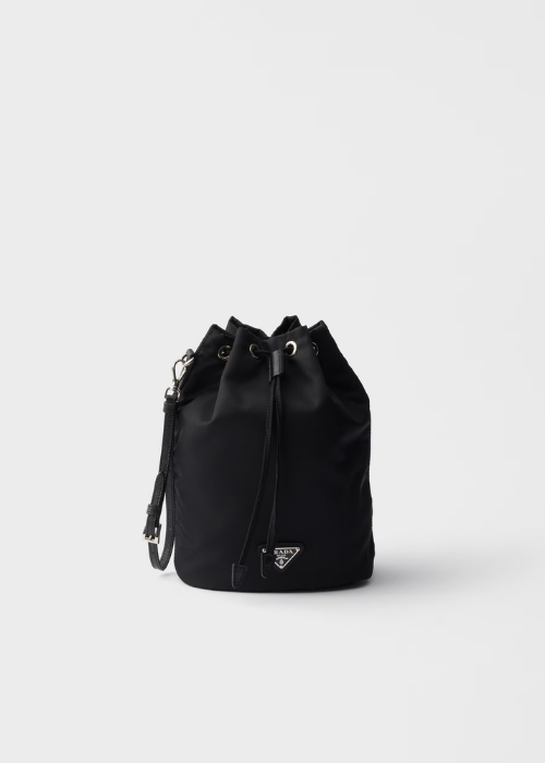 Prada Re-Nylon Drawstring Bucket Pouch in Black
