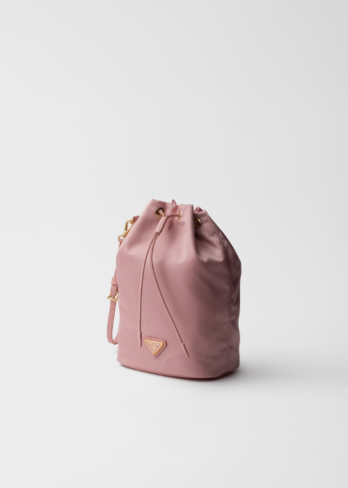 Prada Re-Nylon Drawstring Bucket Pouch in Alabaster Pink