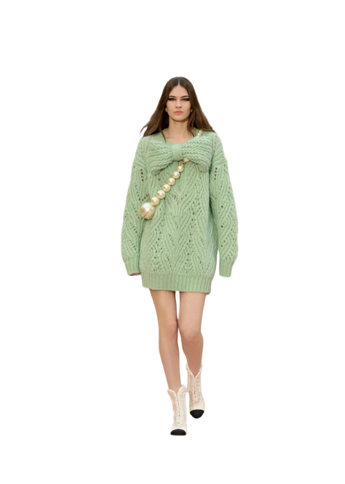 Short dress - Mohair & wool, light green — Fashion 