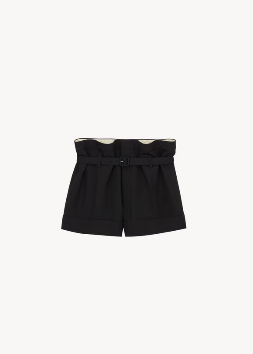 paperbag shorts in mohair and wool in Black