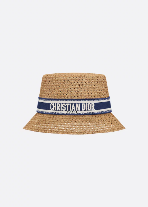 D-Bobby Small Brim Hat Straw with Navy Blue