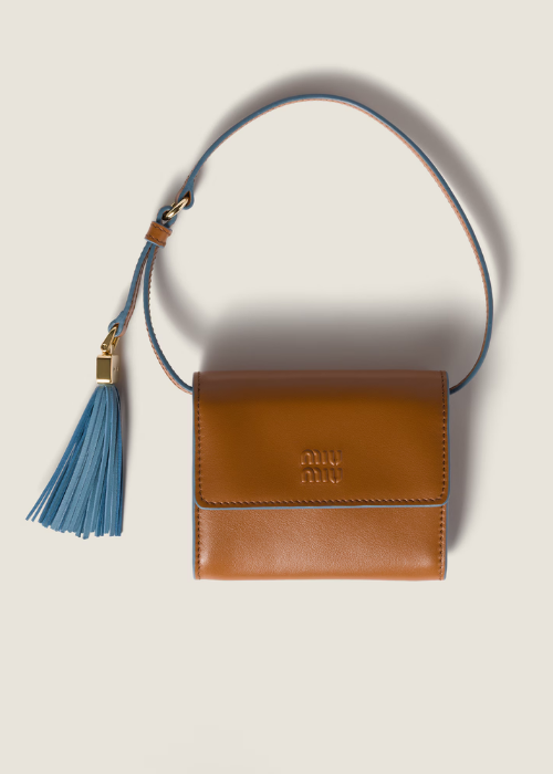  Miu Miu Leather Wallet with Shoulder Strap