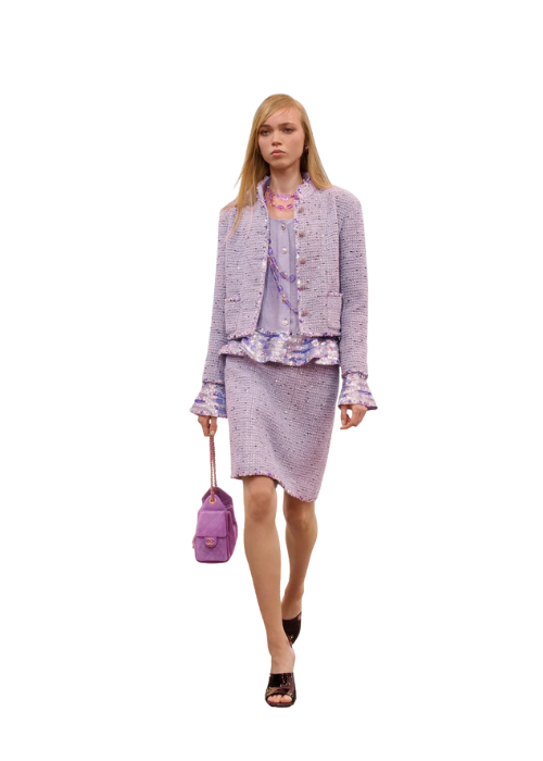 Skirt - Cotton tweed & sequins, lilac