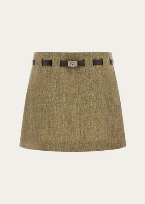Mini skirt with Gancini belt - Women | Ferragamo