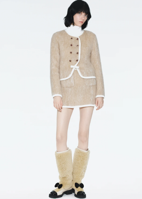 Jacket - Mohair & wool, beige & white