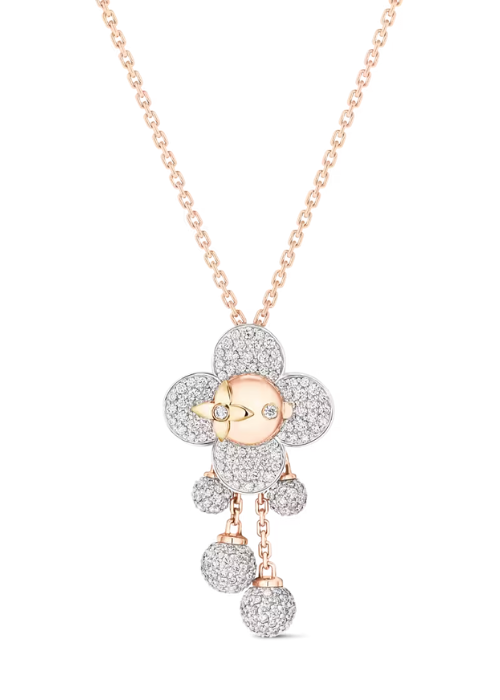 Vivienne Pendant, 3 Golds and Diamonds