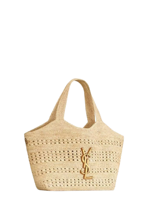 Saint Laurent Icare Medium Crochet Raffia Tote Bag 