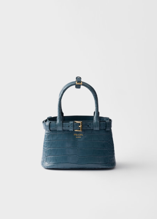 Prada Canvas and Leather Pouch in Beige/Cognac