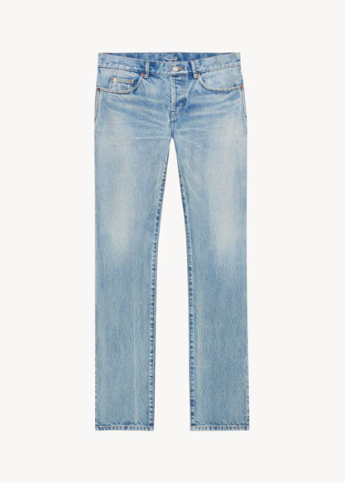 low-rise relaxed slim jeans in blue beat denim
