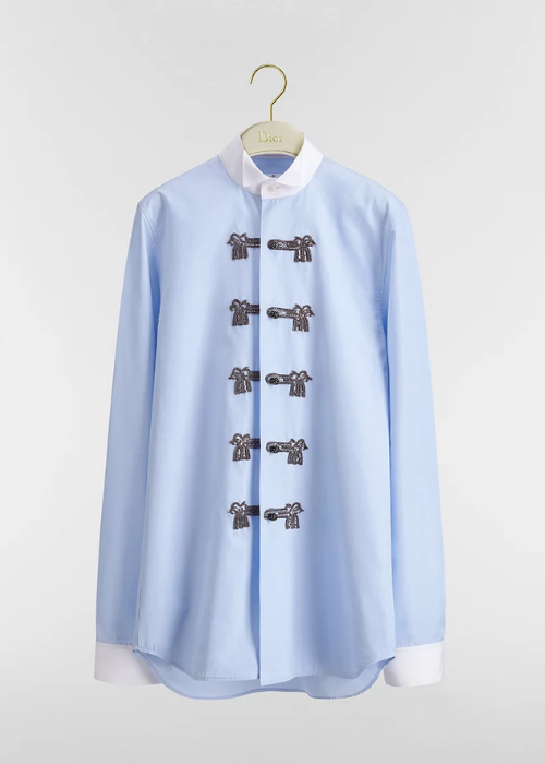 Blusa ricamata con chiusura alla Brandeburgo Popeline