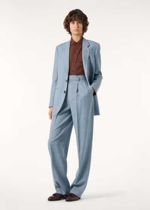 Hector Trousers Virgin Wool, Silk, Linen Rain Blue