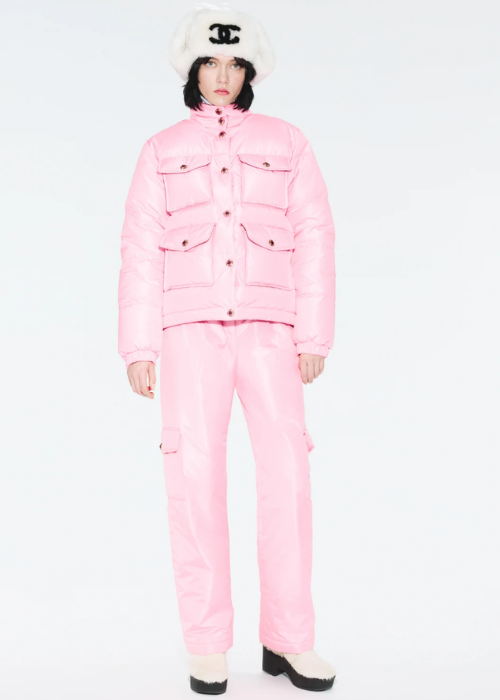 Puffer coat - Silk, pink — Fashion | CHANEL