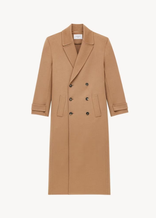 long coat in brushed cashmere and wool 