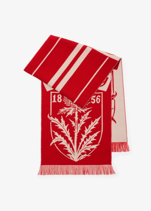 Thistle Shield Wool Scarf in Poppy red