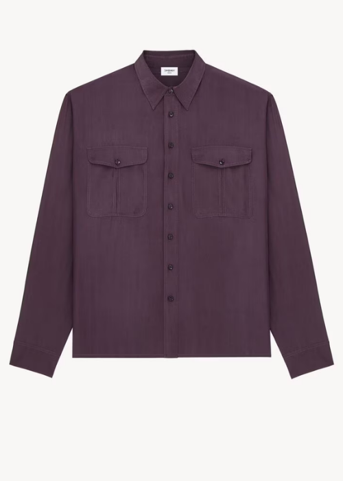 shirt in silk in Purple | Saint Laurent