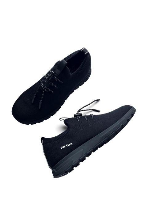 Prada Prax Stretch Knit Sneakers in Black