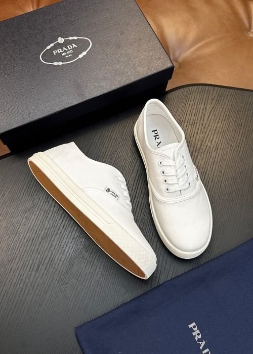 Prada Canvas Low-Top Sneakers in Optic White