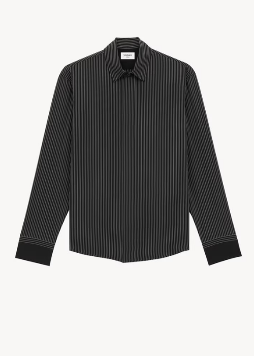 CASSANDRE shirt in striped silk in Black