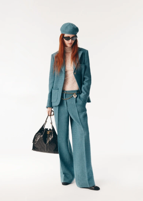 Jacket - Wool tweed, peacock blue 