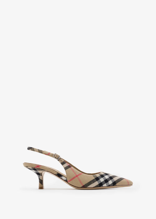 Burberry Check Dame Slingback Pumps
