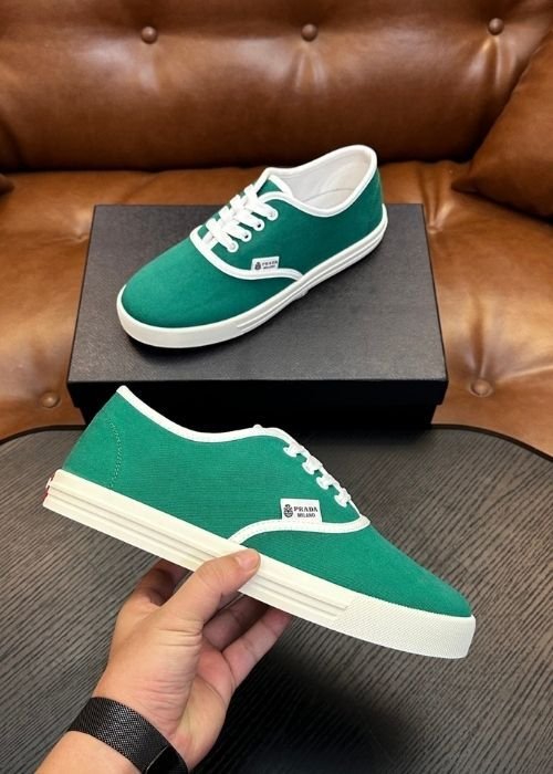 Prada Canvas Low-Top Sneakers in Emerald Green