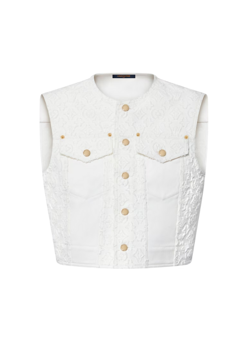 Sleeveless Monogram Fil Coupé Denim Jacket 