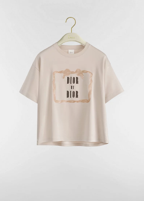 Book Cover Oversized Cropped T-Shirt Beige