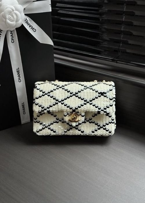 Chanel Diamond Quilted Sequin Mini Classic Flap Bag