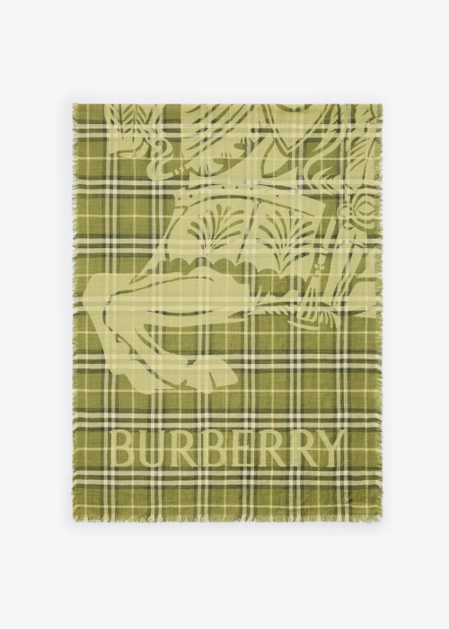 Wide EKD Check Wool Silk Scarf