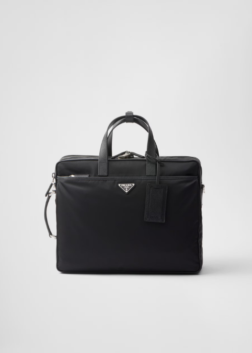 Prada Re-Nylon and Saffiano Leather Briefcase – Black