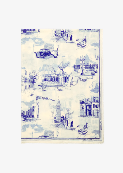 London Landmarks Wool Silk Scarf in Knight
