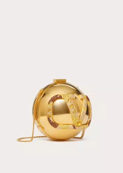 VLogo Signature Metal & Rhinestone Clutch