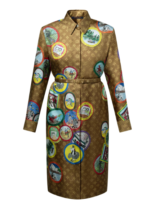 Cat Stamp Monogram Shirt Dress