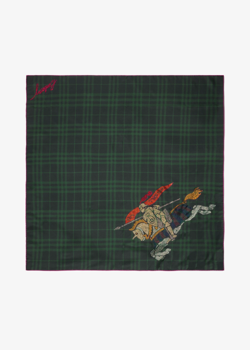 Crystal EKD Check Silk Scarf in Brigade green