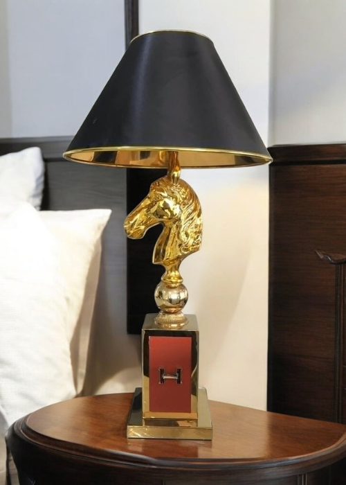 Luxury Modern Style Lamp Shade Hermes Inspired Black and Gold