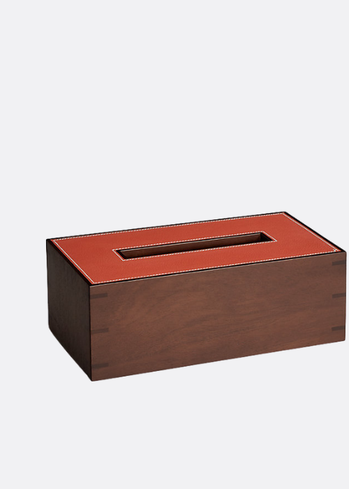 Hermès Pleiade Tissue Box – Handcrafted Mahogany & Saddle-Stitched Leather