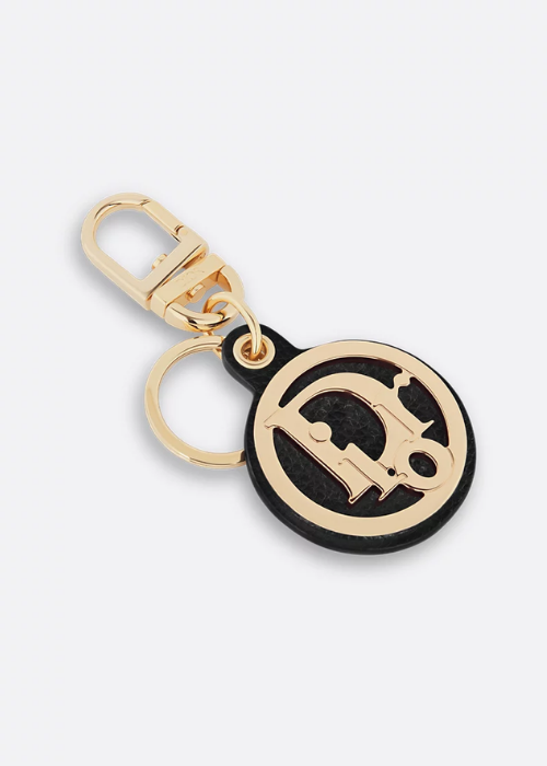 Dior Charm Key Ring in black grained calfskin