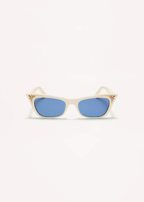 Cat-eye Acetate Frame for Woman in Ivory/blue