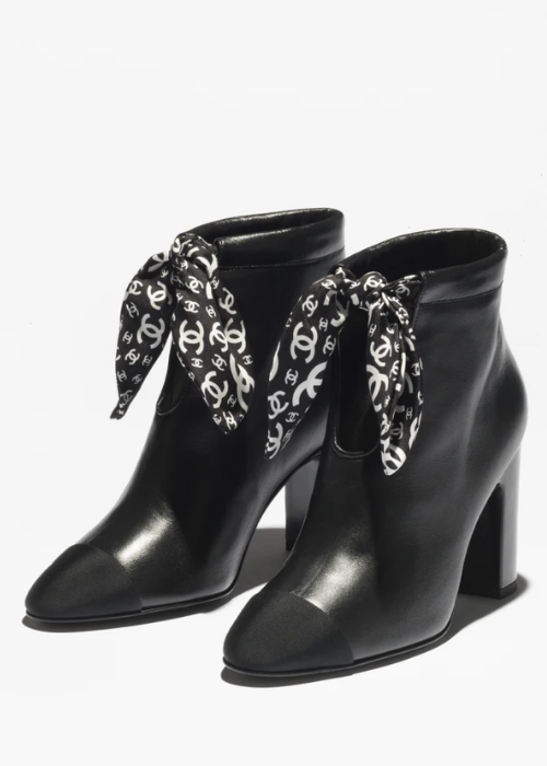 Chanel Short Boots in black lambskin