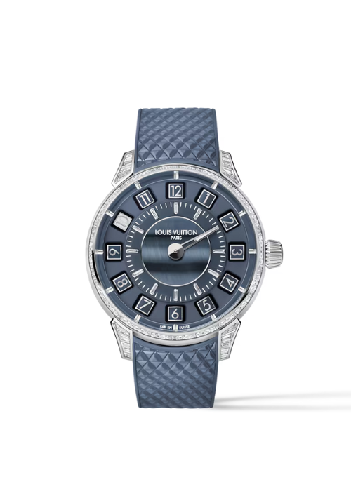 Tambour Taiko Spin Time, Automatic, 39.5mm, White gold, Hawk's eye and diamonds