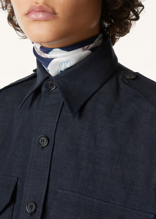 Heritage Foulard 60 x 60 Silk Navy/Kummel