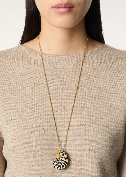 .Shell Necklace Enamel Dalmation/Black Agata